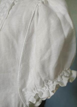 Біла лляна блуза з міні-рукавчиком cherokee /футболка/100% льон/хххl/батал5 фото