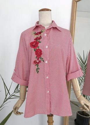 Рубашка в полоску з вишивкою