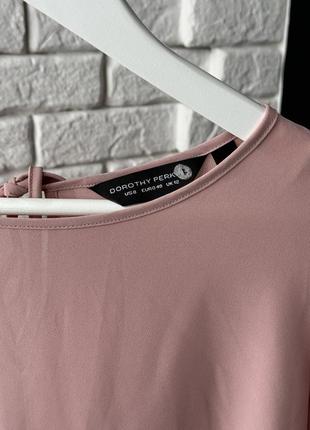 Штфонова блуза довгий рукав вільного крою рожева пудрова