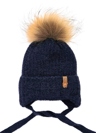 Тепла зимова шапка ведмедик р.44-48 на 9міс.-2роки з помпоном на флісі 4 кольори4 фото