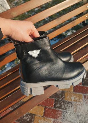 Снижка❤️‍🔥❤️‍🔥кожаные зимние ботинки челси серая подошва производитель украина 💙💛7 фото