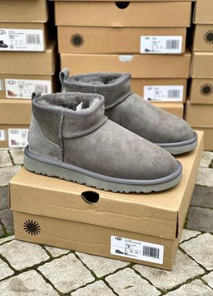 Ugg classic ultra mini grey suede уги сірі замшеві