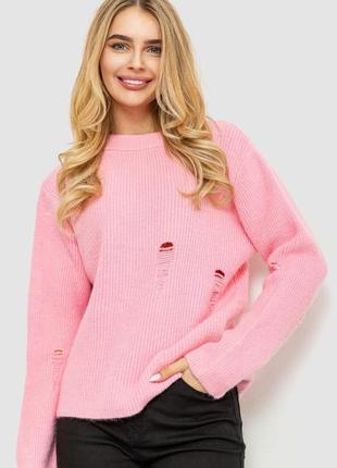 Женский свитер вязаный цвет розовый1 фото