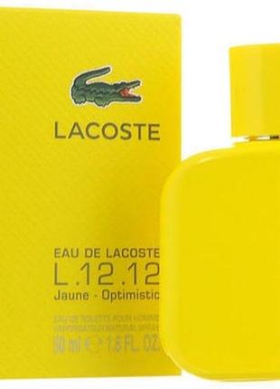 Мужская туалетная вода lacoste l. 12.12 yellow (jaune) ( лакост ёллоу)100 мл1 фото