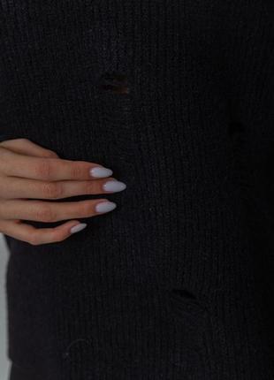 Женский свитер вязаный, цвет черный5 фото