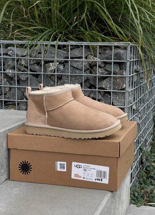 Ugg ultra mini beige sand угги коричневые замшевые