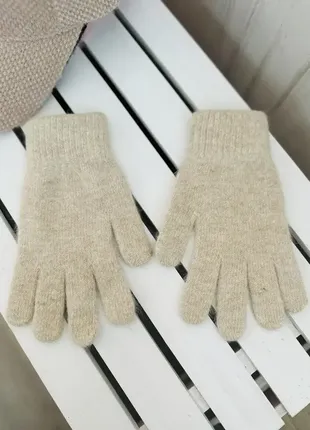 Ангоровые теплые перчатки бежевый (3528)
