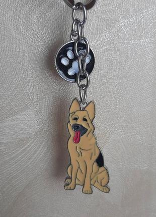 Овчарка брелок металлический на ключи, автоключи, брелок с овчаркой, овчарки, немецкая овчарка