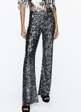 Блестящие леггинсы лосины штаны zara