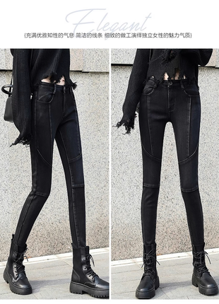 Черные облегающие джинсы5 фото