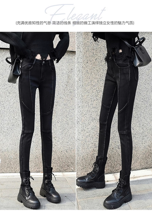 Чорні облягаючі джинси2 фото