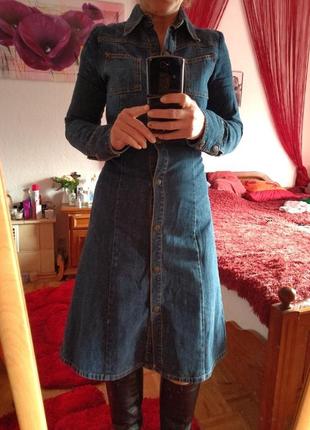 Джинсовое платье-миди джинс