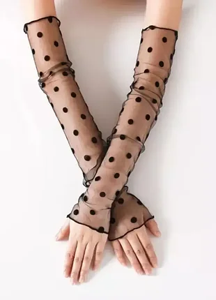 Длинные рукава сетку с рисунком горох (0046)