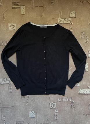 Чорний трикотажний кардиган на ґудзиках m&amp;s кофта