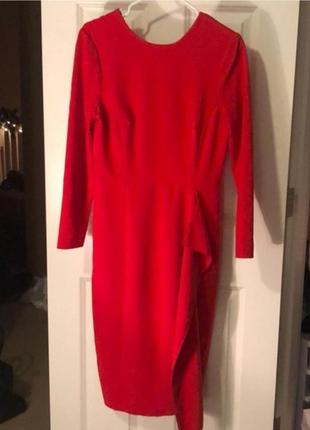 Красное миди платье футляр h&amp;m.3 фото