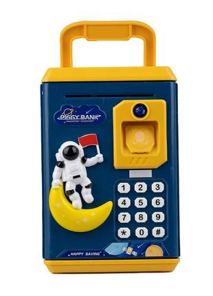 Копілка сейф для хлопчика космонавт з кодовим замком та відбитком пальця