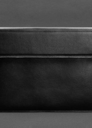 Шкіряний чохол-конверт на магнітах для ноутбука універсальний чорний4 фото