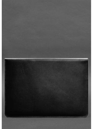 Шкіряний чохол-конверт на магнітах для ноутбука універсальний чорний3 фото