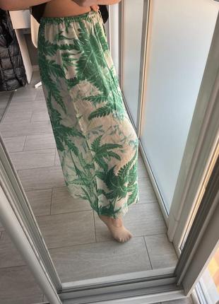 Летняя юбка h&amp;m бело зеленая помята3 фото
