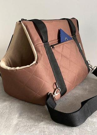 Сумка переноска для собак та котів city elegant brown m - 43х27х32см4 фото