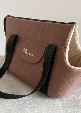Сумка переноска для собак та котів city elegant brown m - 43х27х32см3 фото