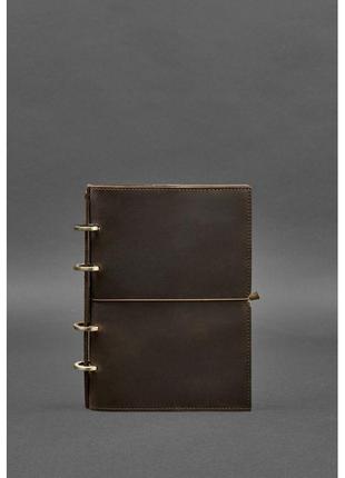 Шкіряний блокнот а5 на кільцях (софт-бук) 9.0 у м'якій коричневій обкладинці