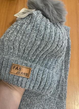 Модный зимний набор шапка и шарф1 фото