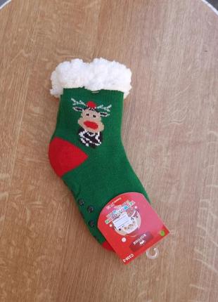 Шкарпетки носки носочки новогодние овчина тормозки прорезинениие