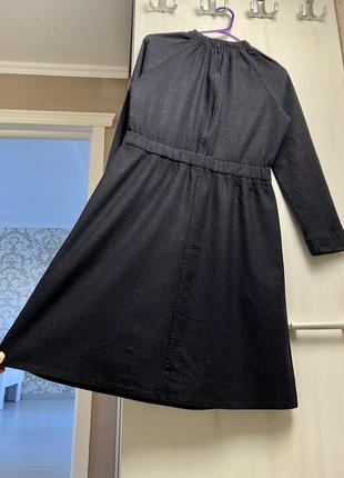 Тепла фірмова сукня попелясто-синього кольору8 фото