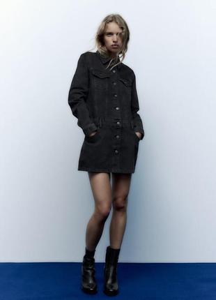 Шкіряні ботильйони zara на високих підборах, чорного кольору