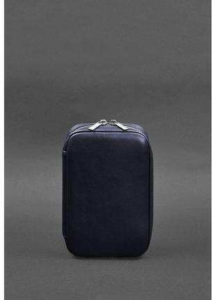 Кожаный дорожный органайзер для проводов, косметичка-несессер 7.0 синий краст
