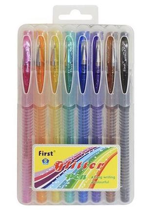 Набір гелевих ручок, блиск і запах, 8 кольорів, пласт. футляр 10*16*1см