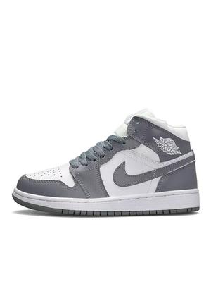 Зимние женские кроссовки nike air jordan 1 high silver gray white fur &lt;unk&gt; smb