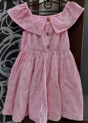 Кружевное платье из прошвы от pepco розового цвета 5-6 лет