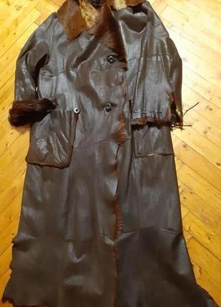 Натуральное пальто  дубленка мех тоскана , размер 54-56.7 фото