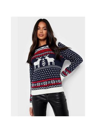Актуальный свитер, теплый, с оленями, новогодний, рождественский, стильный, модный, треббовой