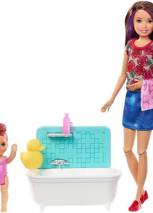 Набор barbie няня skipper - время купания "турбота" серии "уход за малышами"