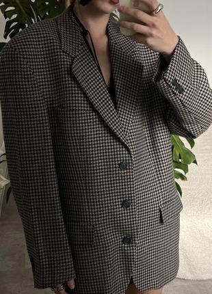 Розкішний вінтажний вовняний піджак в клітинку3 фото