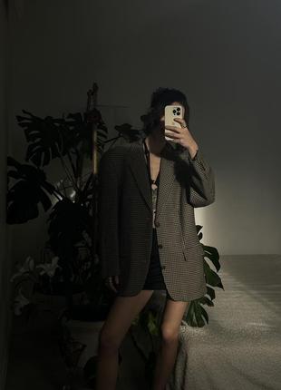 Розкішний вінтажний вовняний піджак в клітинку8 фото