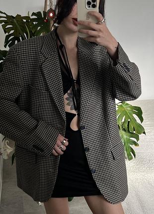 Розкішний вінтажний вовняний піджак в клітинку5 фото