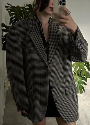 Розкішний вінтажний вовняний піджак в клітинку7 фото