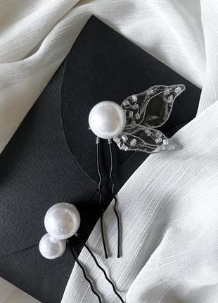 Набор свадебных украшений для невесты: свадебные заколки, шпилька, веточка для волос4 фото