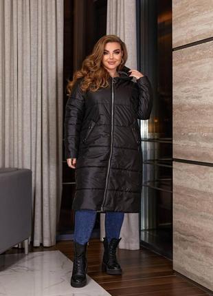 Теплое женское пальто большие размеры и норма (р.48-58)9 фото