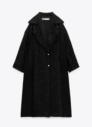 Zara studio комбинированное пальто zara лимитированная серия