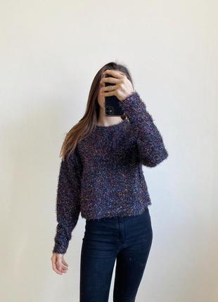 Сяючий джемпер светр з люрексом темно-синій різнокольоровий h&m