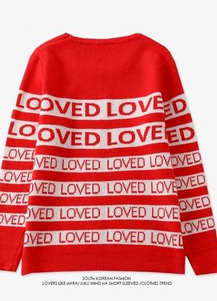 Красный свитер джемпер с надписью loved bts4 фото