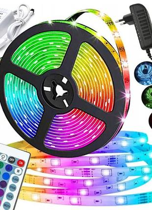 Светодиодная лента smd 5050 rgb led 5 м ip65 с пультом и блоком питания usb, 5м