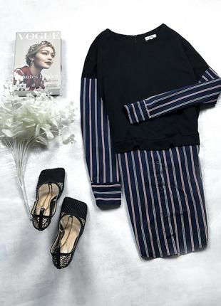 Стильная рубашка с трикотажем lady mars необычного кроя с имитацией жилета