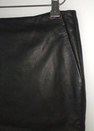 Кожаная юбка карманы denim hunter 100% кожа натуральная чёрный 36-38р3 фото