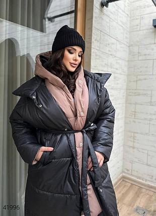 Двойной женский пуховик очень теплый